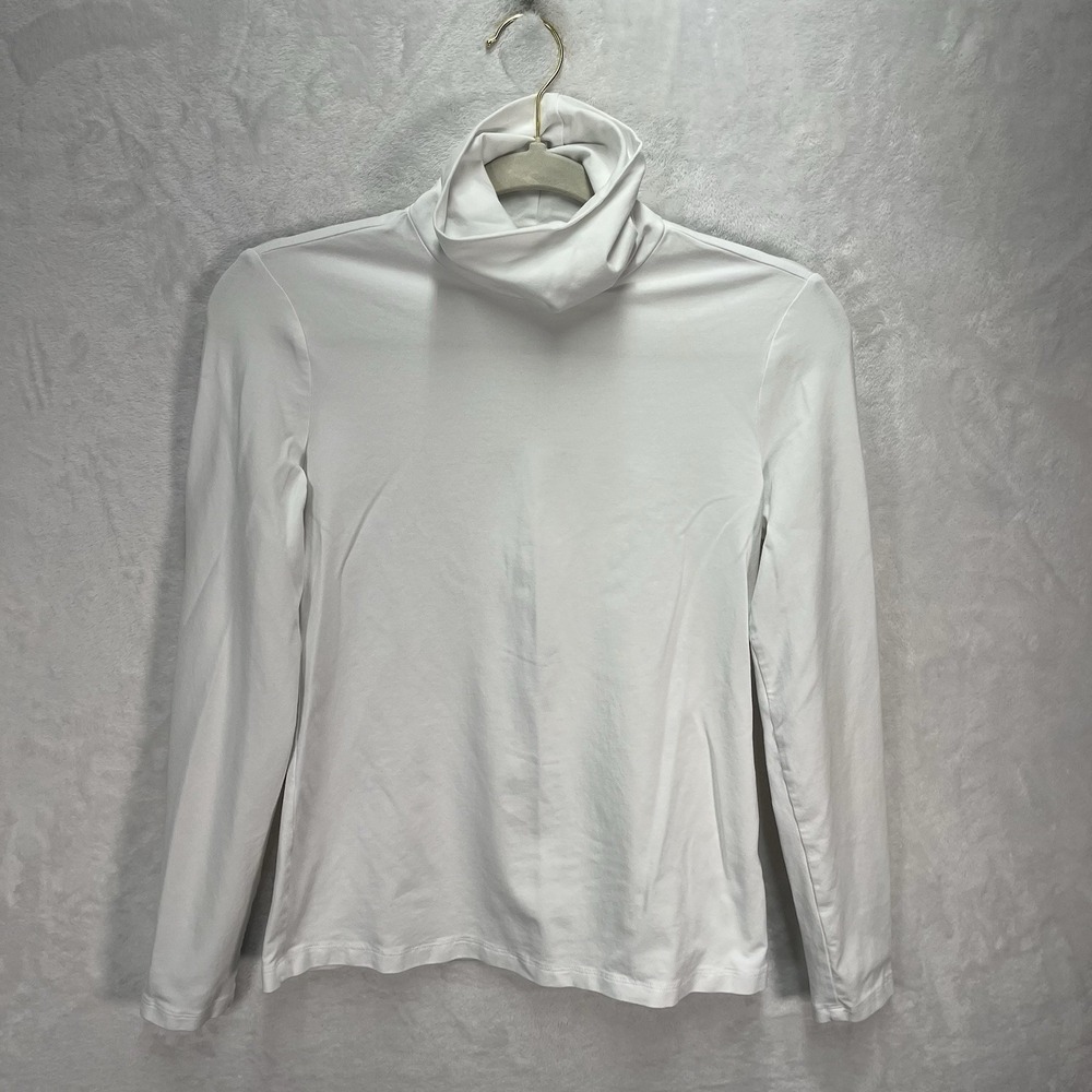 Land's End Cotton Modal Turtleneck Womens XS White Fall Winter Basics Layers